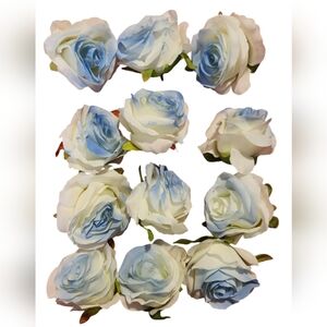 Blue and White Artificial Rose Set